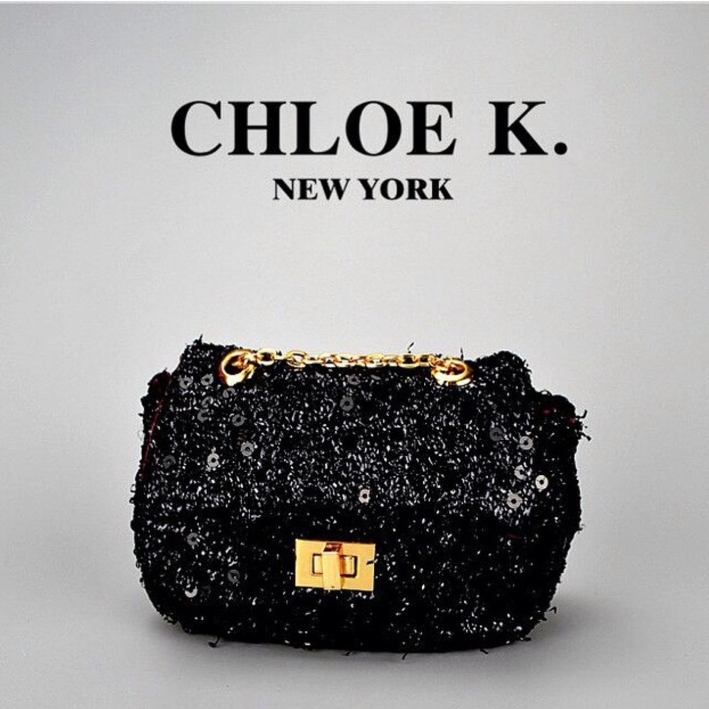 Chloe K Mini Black Sequin Bag